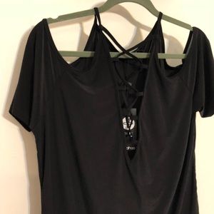 Sexy Silky Cold-Shouldered Lace-Up Top